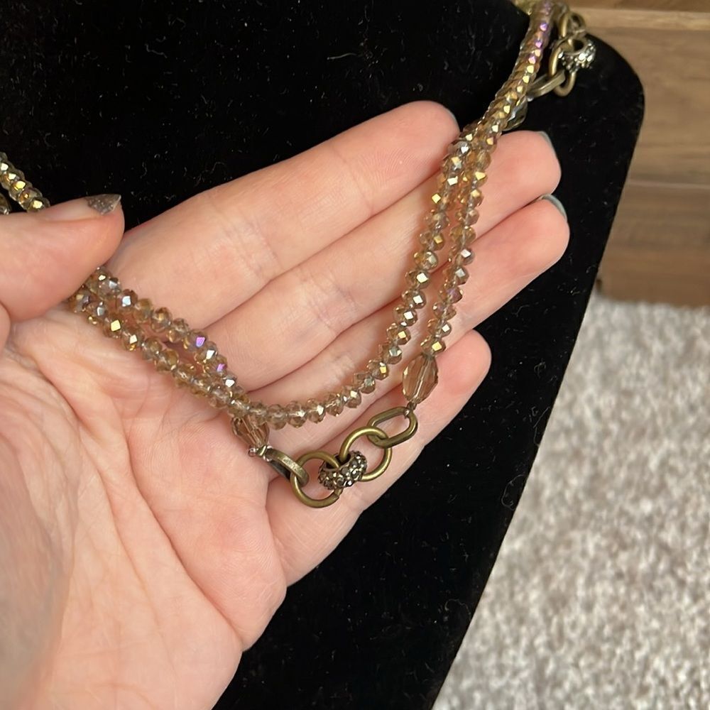 NWT Loft Beaded Bronze, Gold, aurora borealis necklace - Picture 3 of 6